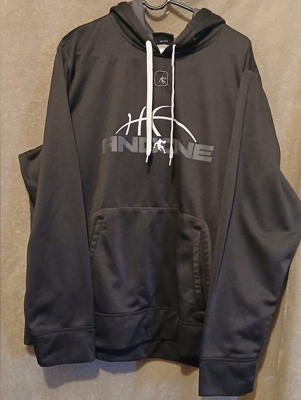 And1 Black Hoodie with White Drawstrings and Logo